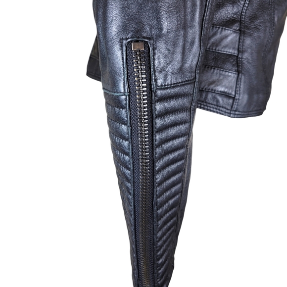 Zara Basic Black Lambskin Motorcycle Jacket Size Small - Picture 11 of 16